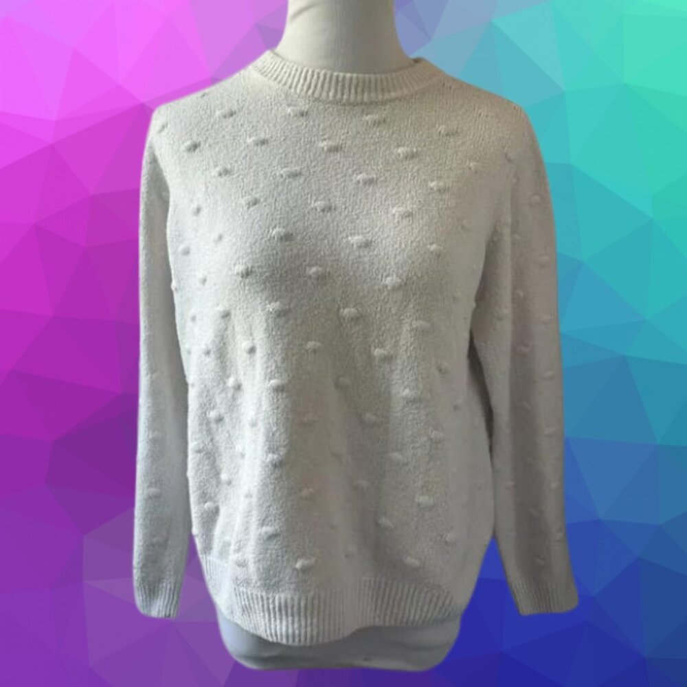 Swiss Dot Cream Pullover Sweater size Large